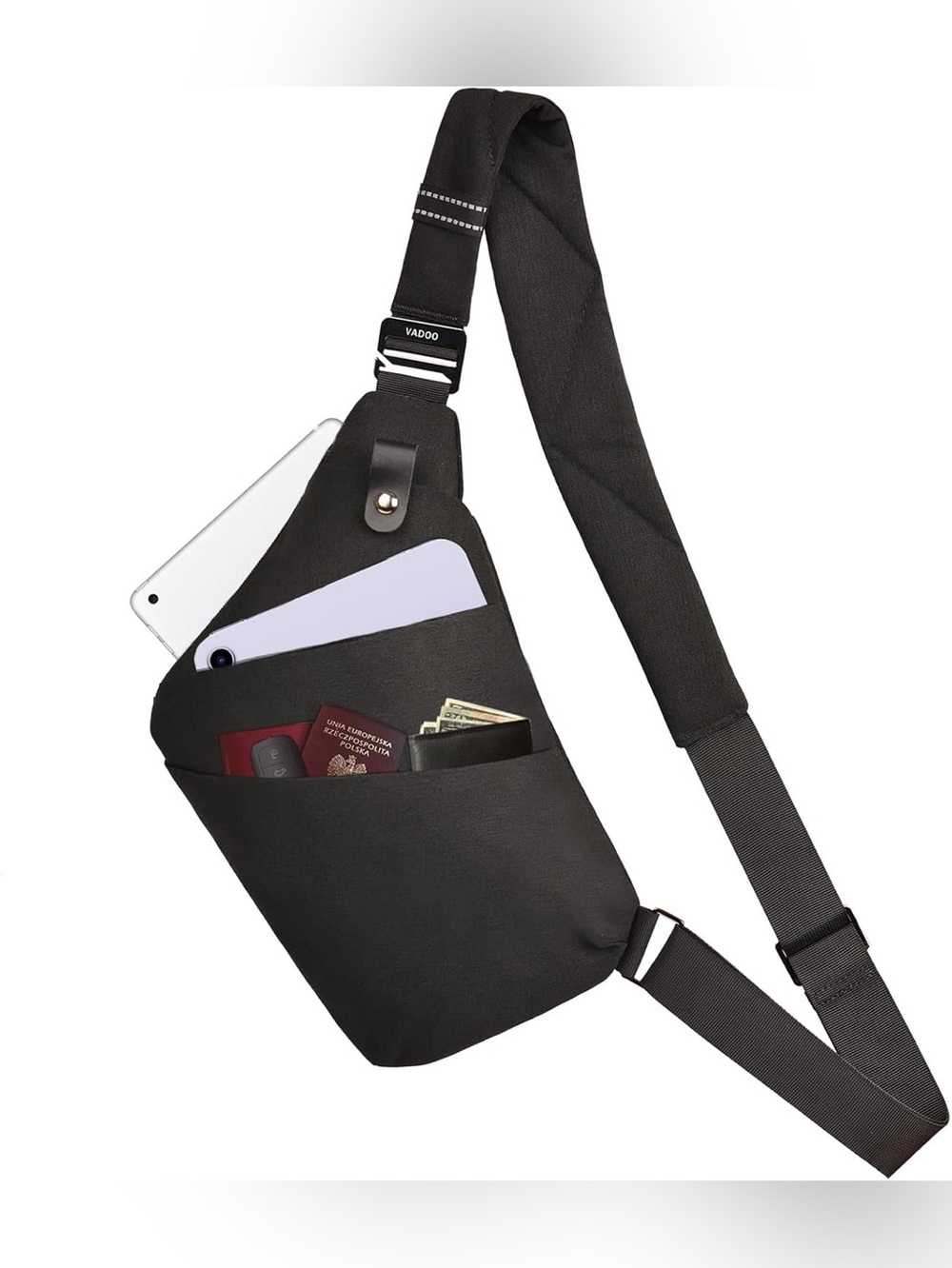 VADOO Sling RFID Blocking Bag Anti-theft Crossbody Shoulder Black Unisex